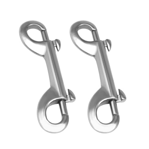 Doppel Karabinerhaken, 2 Stück Edelstahl Double End Snap, Mehrzweck Diving Clip Hook für Hundeleinen, Halsbänder, Schlüsselanhänger, Pferdegeschirr, Futtereimer Doppel Karabinerhaken, 2 Stück Edelstahl Double End Snap, Mehrzweck Diving Clip Hook für Hundeleinen, Halsbänder, Schlüsselanhänger, Pferdegeschirr, Futtereimer von DONGKER