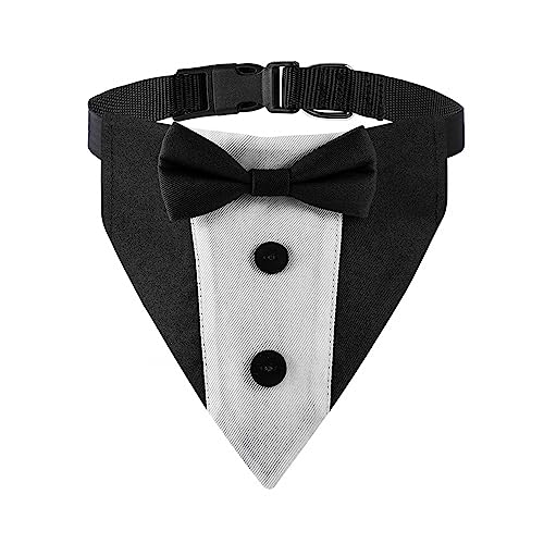 Formelle Hunde-Smoking-Halsband, Baumwolle Hochzeitshalsband mit Fliege und Halsband für kleine, mittelgroße, große Hunde und Katzen Formelle Hunde-Smoking-Halsband, Baumwolle Hochzeitshalsband mit Fliege und Halsband für kleine, mittelgroße, große Hunde und Katzen von DONGKER