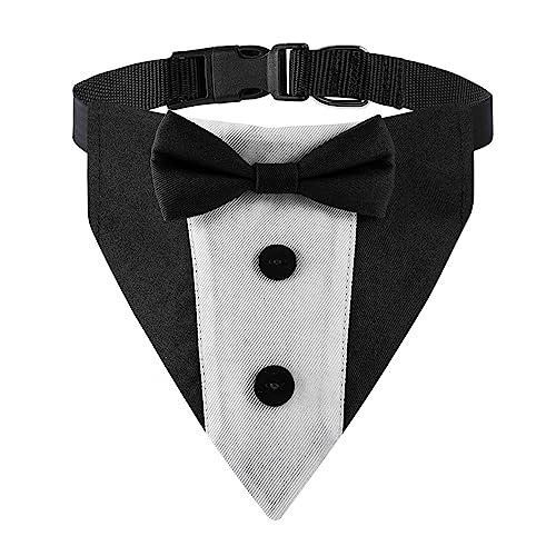 Formelle Hunde-Smoking-Halsband, Baumwolle Hochzeitshalsband mit Fliege und Halsband für kleine, mittelgroße, große Hunde und Katzen Formelle Hunde-Smoking-Halsband, Baumwolle Hochzeitshalsband mit Fliege und Halsband für kleine, mittelgroße, große Hunde und Katzen von DONGKER