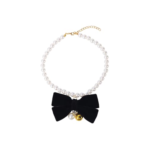 Haustierhalsband mit Perlen, Verstellbare Hochzeitshalsband Halskettenschmuck mit Fliege und Glocke für Welpen, Hasen, Kätzchen, kleine mittelgroße Hunde und Katzen Haustierhalsband mit Perlen, Verstellbare Hochzeitshalsband Halskettenschmuck mit Fliege und Glocke für Welpen, Hasen, Kätzchen, kleine mittelgroße Hunde und Katzen von DONGKER