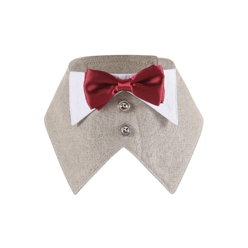 Hunde-Smoking-Bandana, Formelles Hundesmoking, Hochzeit Hundehalsband mit Roter Fliege für kleine, mittelgroße und große Hunde, Verlobung, Geburtstag, Abschlussfeier Hunde-Smoking-Bandana, Formelles Hundesmoking, Hochzeit Hundehalsband mit Roter Fliege für kleine, mittelgroße und große Hunde, Verlobung, Geburtstag, Abschlussfeier von DONGKER