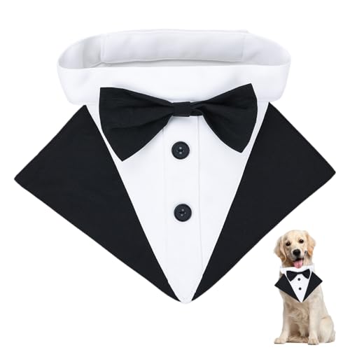 Hunde Smoking Bandana, selbstklebend Hundehalsband mit Fliege, Formelles Hundesmoking Hochzeitshalsband für kleine, mittelgroße und große Hunde, Hochzeitsfeiern, Geburtstage Hunde Smoking Bandana, selbstklebend Hundehalsband mit Fliege, Formelles Hundesmoking Hochzeitshalsband für kleine, mittelgroße und große Hunde, Hochzeitsfeiern, Geburtstage von DONGKER