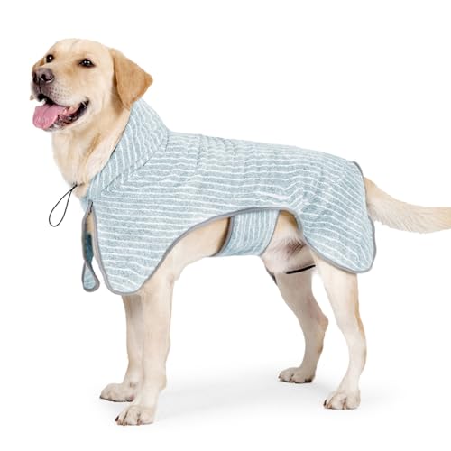 Hundebademantel, extra saugfahig Hundebadetuch, verstellbare Hunde Handtuch mit Verstellbarem Riemen für große, mittelgroße und kleine Hunde von DONGKER