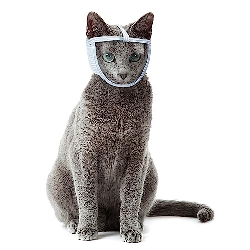 Katze Maulkorb, Katzenmaulkorb mit Atmungsaktivem Mesh und PVC Gesichtsschutz für Kätzchen Katzen Verhindern Beißen Kauen Katzenpflege von DONGKER