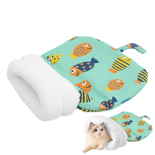 Katzenschlafsack, Weich Kuscheliges Katzenbett, Halbgeschlossenes Waschbar Katzendecke Kuschelhöhle für Katzen Welpe Kaninchen Kitty Und Kleine Hunde von DONGKER