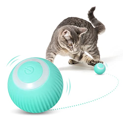 DONGKER Katzenspielzeug Ball, 360° Selbstdrehender Elektrisch Katzenball, USB Wiederaufladbares, Lustiges Bälle Spielzeug für Katzen Jagdübungen (Grün) von DONGKER