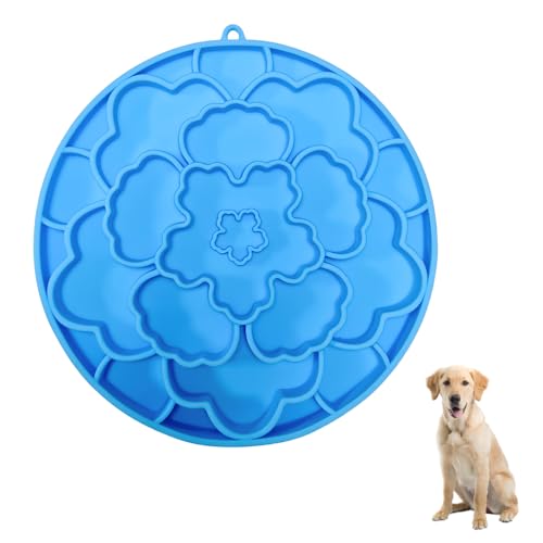 Schleckmatte Hund, Doppelseitig Leckmatte Hund, ø19cm, Rund Silikon Futtermatte für Linderung von Hundeangst und Langsam Füttern von DONGKER