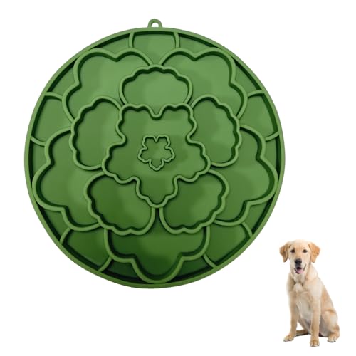 Schleckmatte Hund, Doppelseitig Leckmatte Hund, ø19cm, Rund Silikon Futtermatte für Linderung von Hundeangst und Langsam Füttern von DONGKER