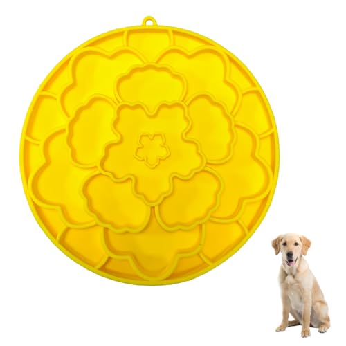 Schleckmatte Hund, Doppelseitig Leckmatte Hund, ø19cm, Rund Silikon Futtermatte für Linderung von Hundeangst und Langsam Füttern von DONGKER