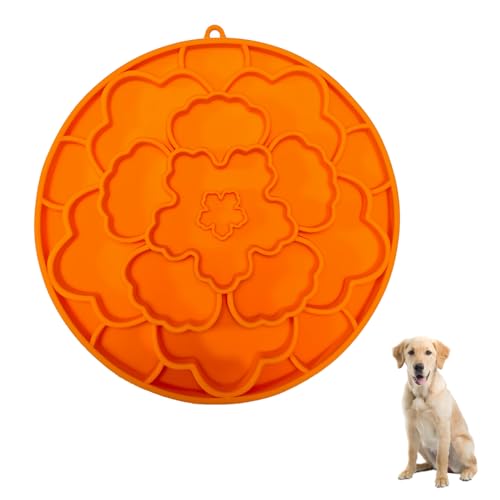 Schleckmatte Hund, Doppelseitig Leckmatte Hund, ø19cm, Rund Silikon Futtermatte für Linderung von Hundeangst und Langsam Füttern von DONGKER