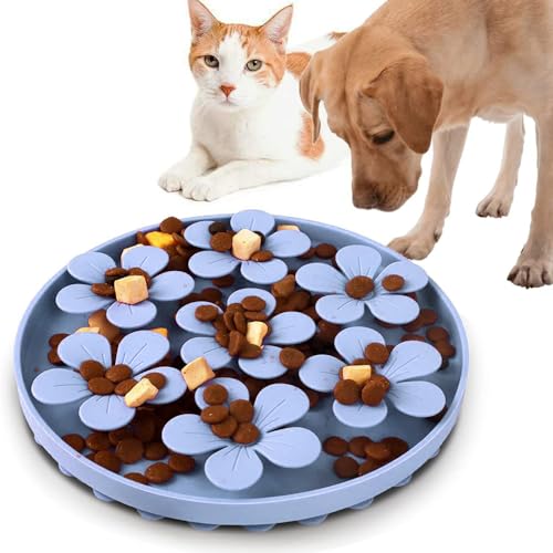Schnüffelmatte für Hunde, Silikon Slow Feeder Hundenäpfe, φ 20,3cm, Futtermatte Leckmatte mit Saugnäpfen und auslaufsicherem Rand für Geruchstraining Langsam Fressen von DONGKER