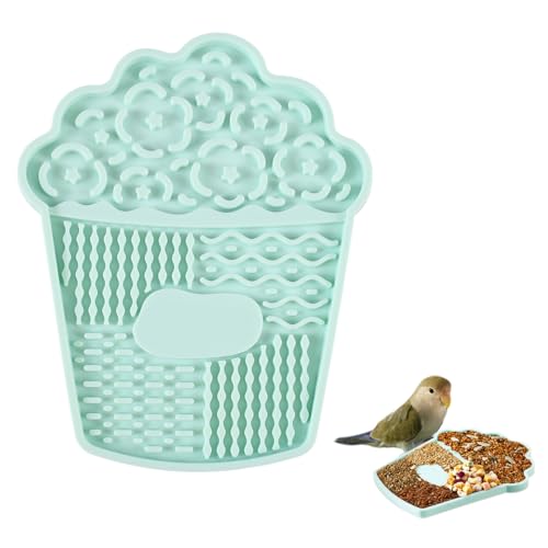 Slow Feeder Vögel, 1 Stuck Silikon Futtermatten mit Saugnäpfe, Interaktives Langsamfresser-Matte für Ziervögel, Sittiche, Nymphensittiche, Graupapageien, Conures und Wellensittiche von DONGKER