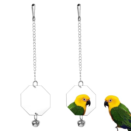 DONGKER Spiegel mit Vogelglocke, 2 Stück Hängend Acryl Vogelspiegel, Sittich Spielzeug mit Glöckchen für Kanarienvögel, Agapornis, Wellensittiche, Papageien, Vögel DONGKER Spiegel mit Vogelglocke, 2 Stück Hängend Acryl Vogelspiegel, Sittich Spielzeug mit Glöckchen für Kanarienvögel, Agapornis, Wellensittiche, Papageien, Vögel von DONGKER