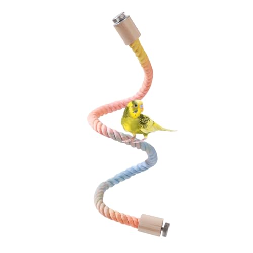 Tau-Sitzstange für Ziervögel, Bunt Biegbares Vogel Spirale Seil Schaukel Spielzeug, 20/40/60/80/100 cm Lange, Vogelkäfig Ständer Stange für Wellensittiche, Papageien, Nymphensittiche, Sittiche von DONGKER