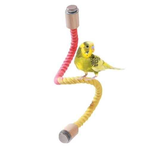 Tau-Sitzstange für Ziervögel, Bunt Biegbares Vogel Spirale Seil Schaukel Spielzeug, 20/40/60/80/100 cm Lange, Vogelkäfig Ständer Stange für Wellensittiche, Papageien, Nymphensittiche, Sittiche von DONGKER