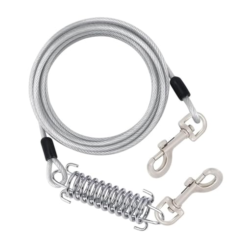 Tie-Out Leinen für Hunde, 3/6/9 m Hund Tie Out Cables, Hofleine Leinen Kettenleinen mit robuster Feder und drehbaren Metallhaken für kleine, mittelgroße und große Hunde von DONGKER