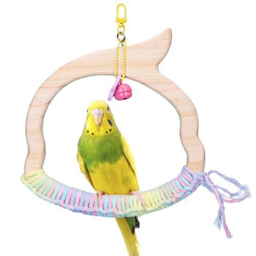 Trapezschaukel, Holz Vogel Schaukel Spielzeug mit Glocke, Hängende Schaukelspielzeug für Sittiche, Papageien, Wellensittiche, Nymphensittiche, Conures, Unzertrennliche Trapezschaukel, Holz Vogel Schaukel Spielzeug mit Glocke, Hängende Schaukelspielzeug für Sittiche, Papageien, Wellensittiche, Nymphensittiche, Conures, Unzertrennliche von DONGKER