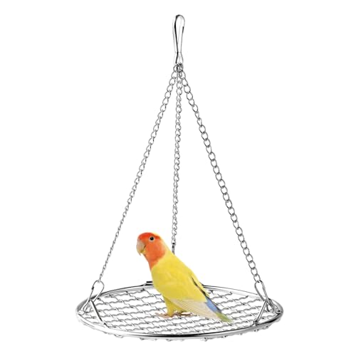 Vogel Hängematte, 1 Stuck Edelstahl Hängende Vogel Spielzeug, Nestschaukel zum Aufhängen für Sittiche, Nymphensittiche, Conures, Wellensittiche, Kanarienvögel, Unzertrennliche, Finken von DONGKER