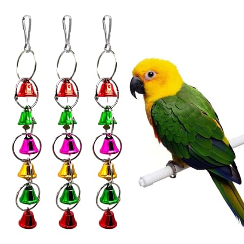 Wellensittich Glöckchen, 3 Stück Bunten Ringer Glockenspiel, 15cm Lange, Papageienkäfig Hängende Glocken Spielzeug für Papageien, Vögel, Wellensittiche, Sittiche, Nymphensittiche, Graupapageien, Aras Wellensittich Glöckchen, 3 Stück Bunten Ringer Glockenspiel, 15cm Lange, Papageienkäfig Hängende Glocken Spielzeug für Papageien, Vögel, Wellensittiche, Sittiche, Nymphensittiche, Graupapageien, Aras von DONGKER