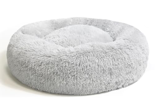 Katzenbett Hundebett 50cm , Kuscheliges und Weiches Flausching Hundebett und Katzenbett,Kompressionswiderstand und Waschbar Donut Haustierbett, für Kleine Bis Mittelgro ß e Hunde und Katzen(Beige) von DONWEI