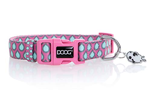 DOOG Neoprene Halsband Stella/Luna in div. Größen und Farben, Größe:L, Farbe:rosa mit Wassertropfen von DOOG