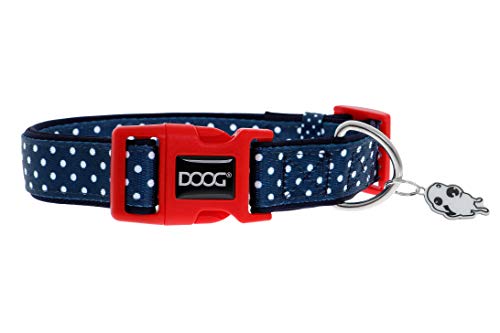 DOOG Neoprene Halsband Stella/Luna in div. Größen und Farben, Größe:M, Farbe:blau mit Punkten von DOOG