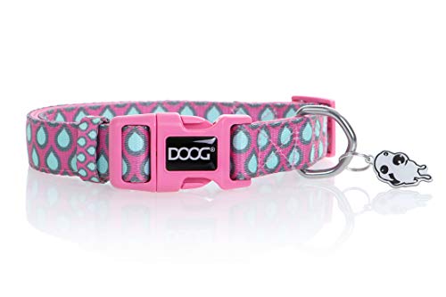 DOOG Neoprene Halsband Stella/Luna in div. Größen und Farben, Größe:S, Farbe:rosa mit Wassertropfen von DOOG