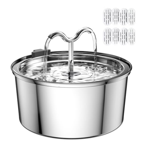 DOOOB Katzenwasserbrunnen, 3,2L/3,061.7 g Edelstahl Haustier Wasserspender Automatischer Metall Hund Trinkbrunnen Wassernapf mit 8 Filtern & 8 Schwämmen und Ultra-leiser Pumpe DOOOB Katzenwasserbrunnen, 3,2L/3,061.7 g Edelstahl Haustier Wasserspender Automatischer Metall Hund Trinkbrunnen Wassernapf mit 8 Filtern & 8 Schwämmen und Ultra-leiser Pumpe von DOOOB