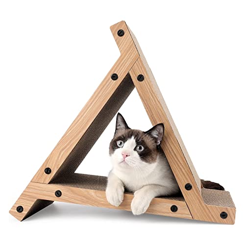 3-Seitiger Vertikaler Katzenkratzbaum, Dreieckiges Katzenkratztunnel-Spielzeug, Kratzrampe Für Kätzchenspielübungen von DOPORA