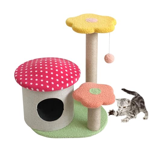 Blumen-Katzenbaum Für Hauskatzen, 24-Zoll-Katzenturm Mit Kratzbaum Und Katzenhütte, Moderne Spielzeugmöbel Für Kätzchen,A von DOPORA