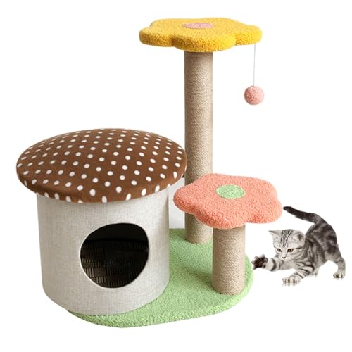 Blumen-Katzenbaum Für Hauskatzen, 24-Zoll-Katzenturm Mit Kratzbaum Und Katzenhütte, Moderne Spielzeugmöbel Für Kätzchen,B von DOPORA