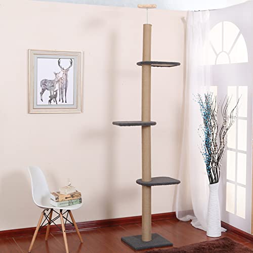 Dreistufiger Katzenbaum, Hoher Katzenkratzbaum, Katzenturm Aus Holz, Vom Boden Bis Zur Decke Verstellbar, Katzenkletterturm Vertikal,A Dreistufiger Katzenbaum, Hoher Katzenkratzbaum, Katzenturm Aus Holz, Vom Boden Bis Zur Decke Verstellbar, Katzenkletterturm Vertikal,A von DOPORA