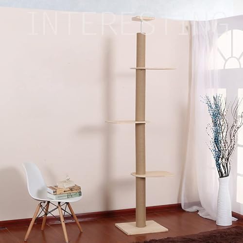 Dreistufiger Katzenbaum, Hoher Katzenkratzbaum, Katzenturm Aus Holz, Vom Boden Bis Zur Decke Verstellbar, Katzenkletterturm Vertikal,B Dreistufiger Katzenbaum, Hoher Katzenkratzbaum, Katzenturm Aus Holz, Vom Boden Bis Zur Decke Verstellbar, Katzenkletterturm Vertikal,B von DOPORA
