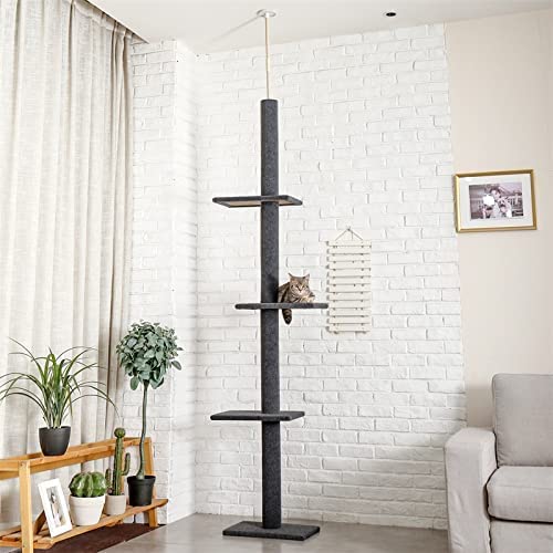 Dreistufiger Katzenbaum, Hoher Katzenkratzbaum, Katzenturm Aus Holz, Vom Boden Bis Zur Decke Verstellbar, Katzenkletterturm Vertikal 9 Fuß,B Dreistufiger Katzenbaum, Hoher Katzenkratzbaum, Katzenturm Aus Holz, Vom Boden Bis Zur Decke Verstellbar, Katzenkletterturm Vertikal 9 Fuß,B von DOPORA