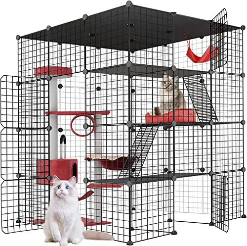 Große Katzenkäfig-Gehäuse Indoor-Katzen-Laufstall Abnehmbarer Metalldraht Indoor DIY Zwinger Kiste Großer Übungsplatz Ideal Für 1-4 Katzen, Kaninchen Und Kleintiere von DOPORA