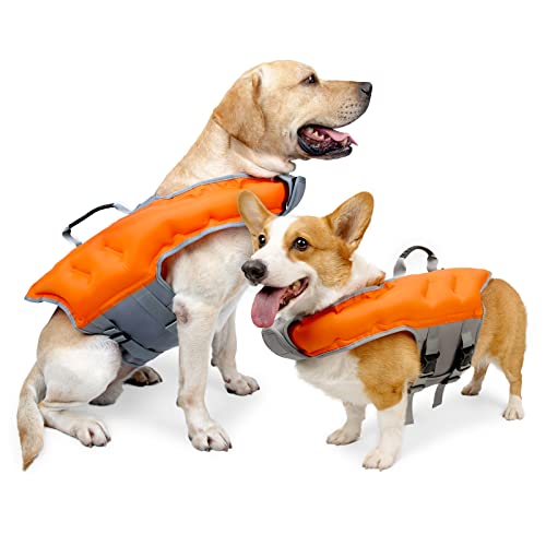 Hundeschwimmweste, Hundeschwimmweste Zum Schwimmen, Haustiersicherheitsweste Für Hunde, Hundeschwimmweste Mit Rettungsgriff Zum Bootfahren,Orange,XL von DOPORA