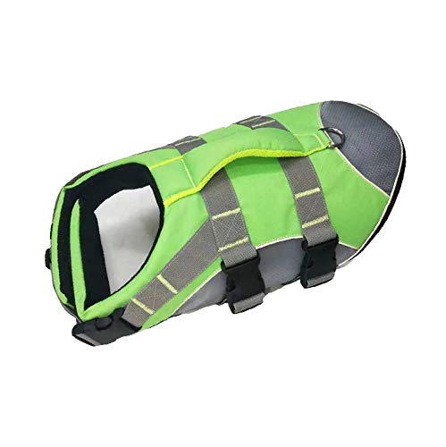 Hundeschwimmweste, Reflektierende Und Verstellbare Hundeschwimmweste Mit Rettungsgriff Zum Schwimmen Und Bootfahren, Ripstop-Rettungsweste Für Haustiere,Grün,L Hundeschwimmweste, Reflektierende Und Verstellbare Hundeschwimmweste Mit Rettungsgriff Zum Schwimmen Und Bootfahren, Ripstop-Rettungsweste Für Haustiere,Grün,L von DOPORA