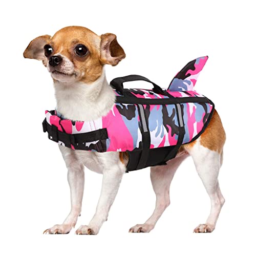 Hundeschwimmweste Mit Haifischflosse, Verstellbare Schwimmweste Für Haustiere Mit Reflektierenden Streifen Und Rettungsgriff, Rettungsring,D,XL von DOPORA
