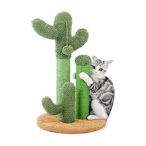 Kaktus-Katzenkratzer Mit 3 Kratzstangen Und Interaktivem Baumelndem Ball,L von DOPORA