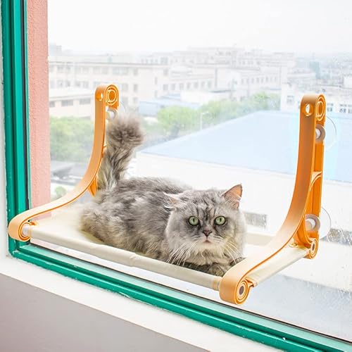 Katzen-Fenster-Hängematte, Katzen-Fenster-Sitzstange, Große Kabellose Katzen-Fensterbetten, Sicherheits-Katzenregale Zum Sonnenbaden, Nickerchen Mit Blick Auf,Beige von DOPORA