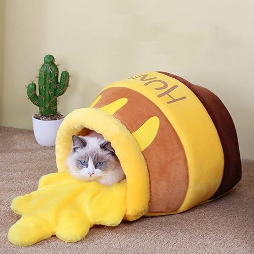 Katzenbett Für Den Innenbereich, Honigtopfform, Haustierbett, Katzen-/Hundehütte, Weich, Warm, Maschinenwaschbar, Katzenhöhle Für Katzen Oder Kleine Hunde/Welpen/Kätzchen/Kätzchen/Kaninchen,Gelb Katzenbett Für Den Innenbereich, Honigtopfform, Haustierbett, Katzen-/Hundehütte, Weich, Warm, Maschinenwaschbar, Katzenhöhle Für Katzen Oder Kleine Hunde/Welpen/Kätzchen/Kätzchen/Kaninchen,Gelb von DOPORA