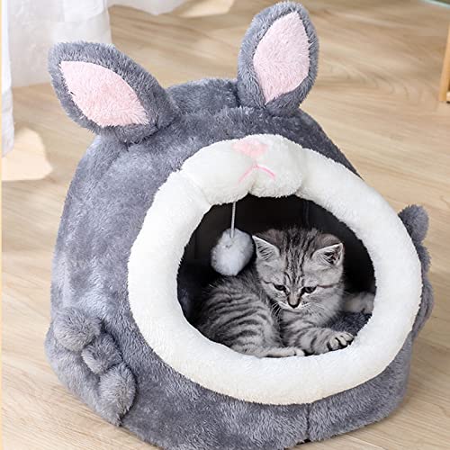 Katzenbett Für Hauskatzen, Katzenzelt, Plüschhaus, Kaninchen-Design, Kätzchenbett Mit Bommel, Niedliche Weiche Katzenhöhle,Grau,S Katzenbett Für Hauskatzen, Katzenzelt, Plüschhaus, Kaninchen-Design, Kätzchenbett Mit Bommel, Niedliche Weiche Katzenhöhle,Grau,S von DOPORA