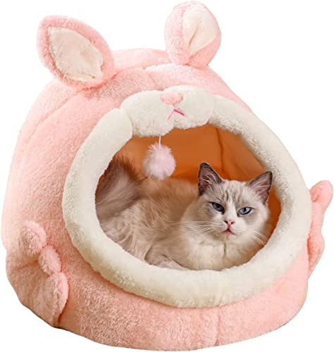 Katzenbett Für Hauskatzen, Katzenzelt, Plüschhaus, Kaninchen-Design, Kätzchenbett Mit Bommel, Niedliche Weiche Katzenhöhle,Rosa,M Katzenbett Für Hauskatzen, Katzenzelt, Plüschhaus, Kaninchen-Design, Kätzchenbett Mit Bommel, Niedliche Weiche Katzenhöhle,Rosa,M von DOPORA