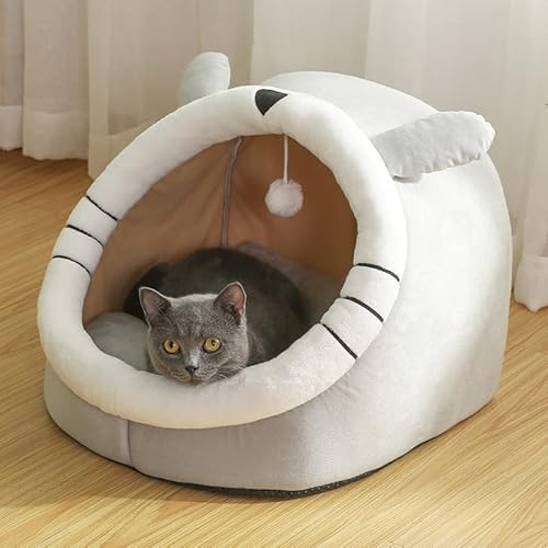 Katzenbett-Höhle,Katzenbett Für Hauskatzen,Kleines Hundebett Mit Rutschfester Unterseite,Abnehmbare Dicke Polster,Maschinenwaschbar,Superweiches Schlafsofa Für Haustiere,E,XL von DOPORA