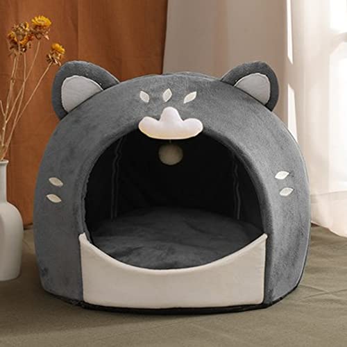 Katzenbetten Für Hauskatzen – Niedliche Katzenbetthöhle Mit Hängendem Spielzeug, Beruhigende, Gemütliche, Weiche Katzenhütte, Kleine Katzenhäuser Mit Abnehmbarem, Waschbarem Polster,Grau,L Katzenbetten Für Hauskatzen – Niedliche Katzenbetthöhle Mit Hängendem Spielzeug, Beruhigende, Gemütliche, Weiche Katzenhütte, Kleine Katzenhäuser Mit Abnehmbarem, Waschbarem Polster,Grau,L von DOPORA