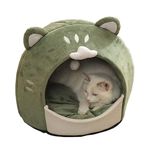 Katzenbetten Für Hauskatzen – Niedliche Katzenbetthöhle Mit Hängendem Spielzeug, Beruhigende, Gemütliche, Weiche Katzenhütte, Kleine Katzenhäuser Mit Abnehmbarem, Waschbarem Polster,Grün,L Katzenbetten Für Hauskatzen – Niedliche Katzenbetthöhle Mit Hängendem Spielzeug, Beruhigende, Gemütliche, Weiche Katzenhütte, Kleine Katzenhäuser Mit Abnehmbarem, Waschbarem Polster,Grün,L von DOPORA