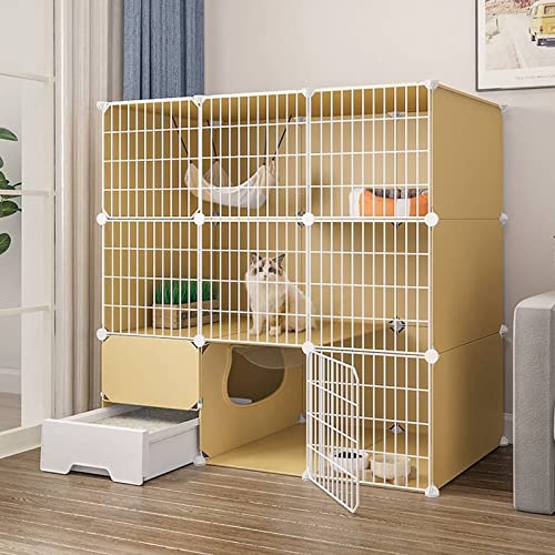 Katzenkäfige Indoor, Katzenkäfig Mit Katzentoilette, DIY-Katzenlaufstall, Großer Auslaufplatz, Ideal Für Katzen,Beige von DOPORA