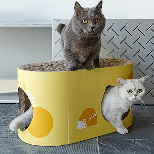 Katzenkratzlounge, Katzenkratzhaus Aus Wellpappe Mit Loch, Große Kratzliege Schlafsofa, Katzenkratzunterlage Für Hauskatzen Als Möbelschutz, Katzentrainingsspielzeug,B von DOPORA