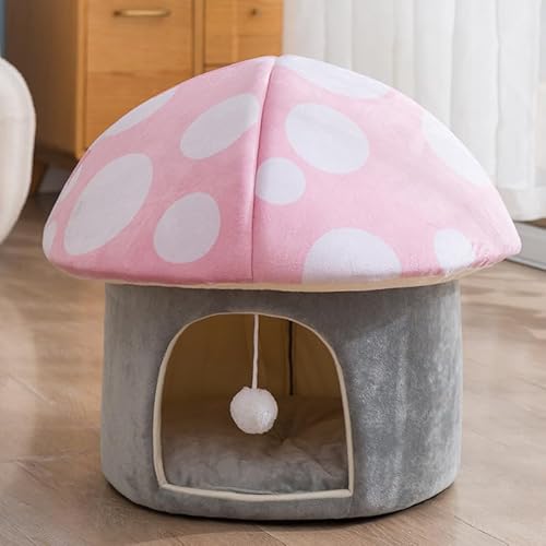 Katzennest in Pilzform, Halbgeschlossenes, Warmes Katzenhaus Im Höhlenstil, Abnehmbares Und Waschbares, Weiches Katzen- Und Hundenest Mit Lustigem Katzenball, Haustiernest,Rosa Katzennest in Pilzform, Halbgeschlossenes, Warmes Katzenhaus Im Höhlenstil, Abnehmbares Und Waschbares, Weiches Katzen- Und Hundenest Mit Lustigem Katzenball, Haustiernest,Rosa von DOPORA