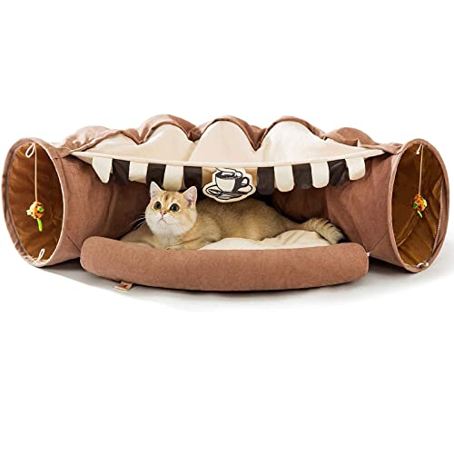 Katzentunnel Für Hauskatzen, Katzenschlauch Mit Zusammenklappbarem, Waschbarem Katzenbett, Premium-Katzenspielzeug Für Kleine, Mittelgroße Und Große Katzen,B von DOPORA